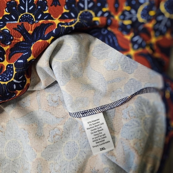 💜Lularoe Cassie Pencil Skirt 2XL Orange Blue Floral Des🌷 - Picture 4 of 5